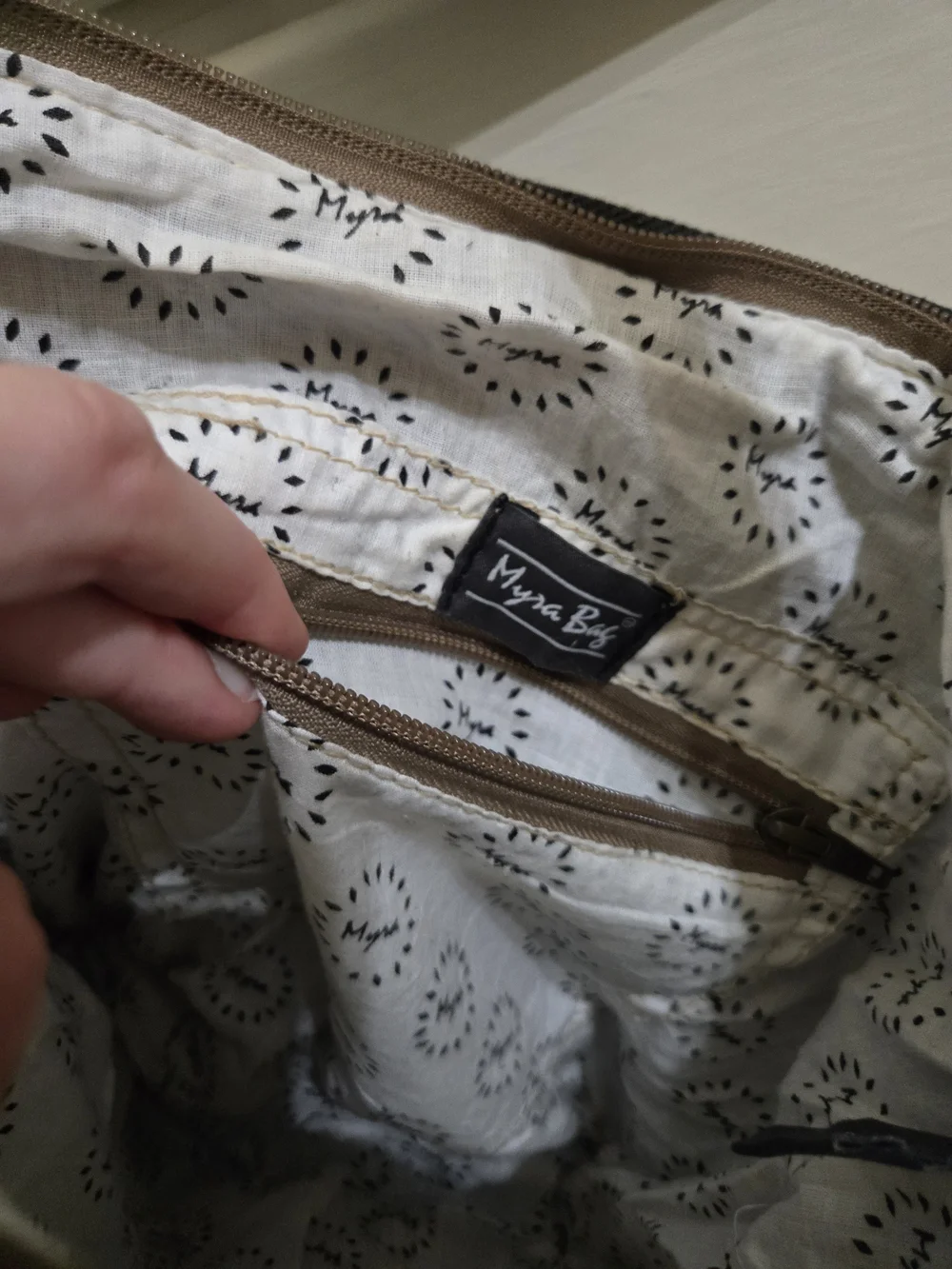 Myra Bag: Charcoal & Brown Patterned Canvas Crossbody Bag with Leather Flap